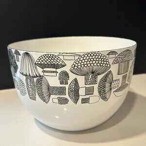 FINEL Finland vintage white & black mushroom enameled bowl